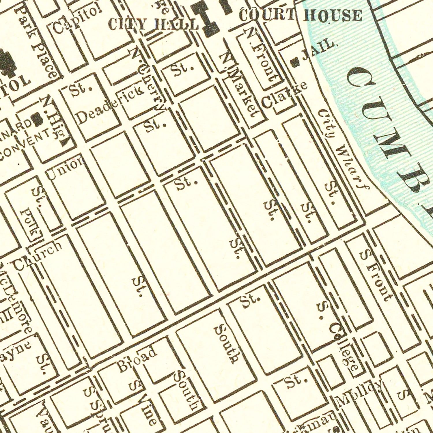 Vintage Map of Nashville, Tennessee 1895
