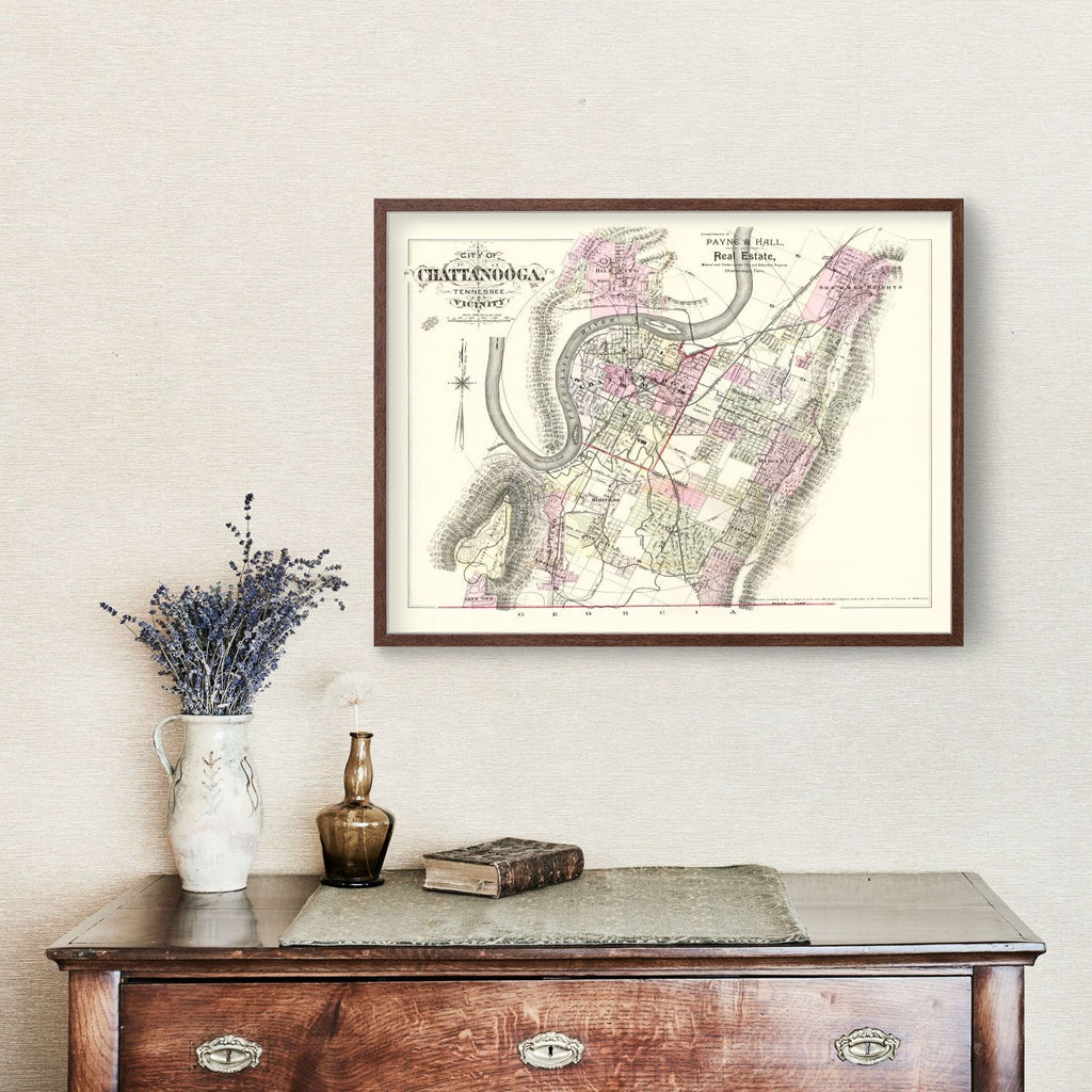 Vintage Map of Chattanooga, Tennessee 1889