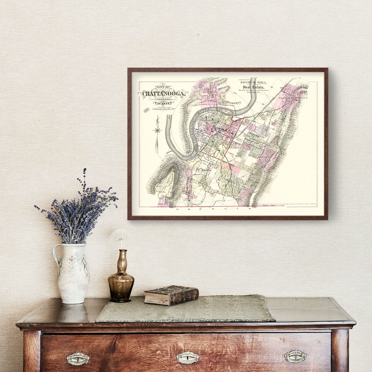 Vintage Map of Chattanooga, Tennessee 1889