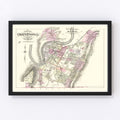 Vintage Map of Chattanooga, Tennessee 1889
