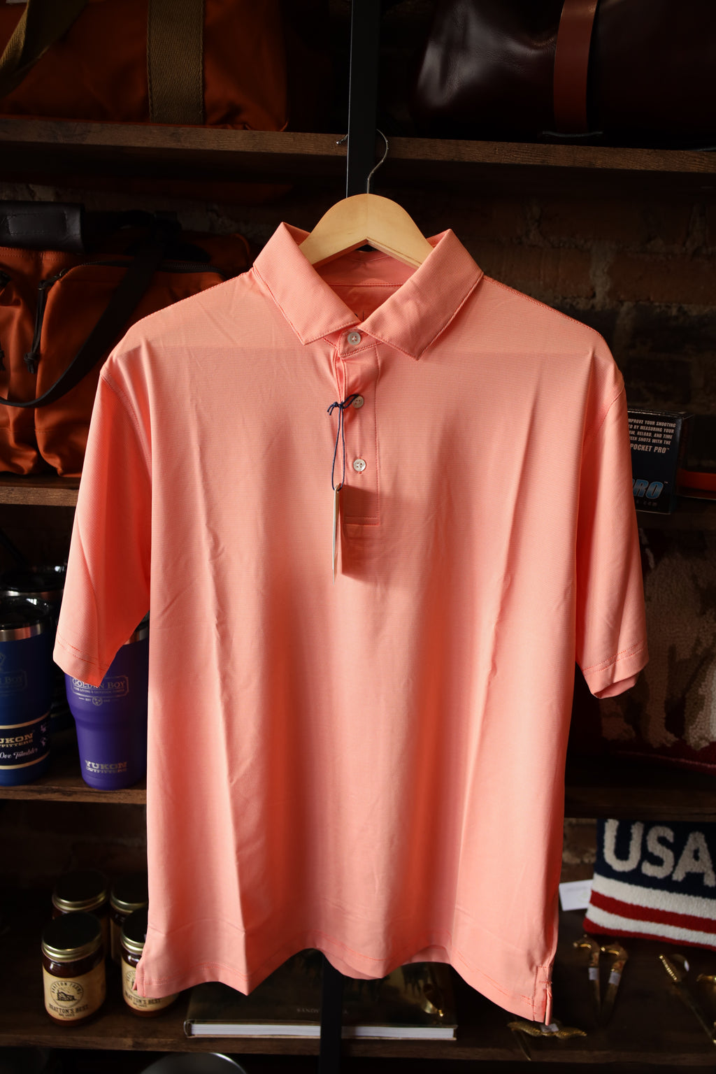 Onward Reserve - Hairline Stripe Performance Polo - Orange
