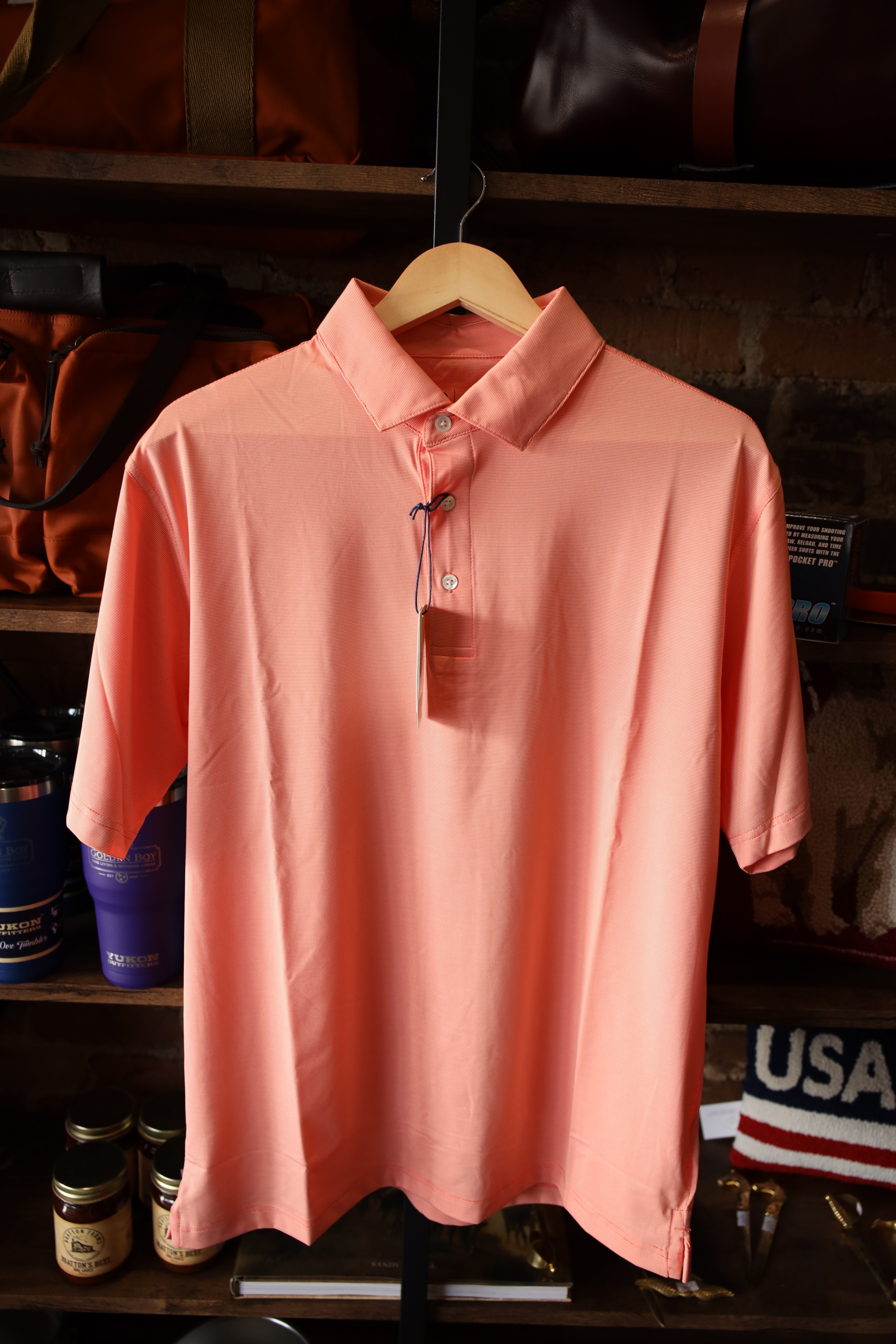Onward Reserve - Hairline Stripe Performance Polo - Orange