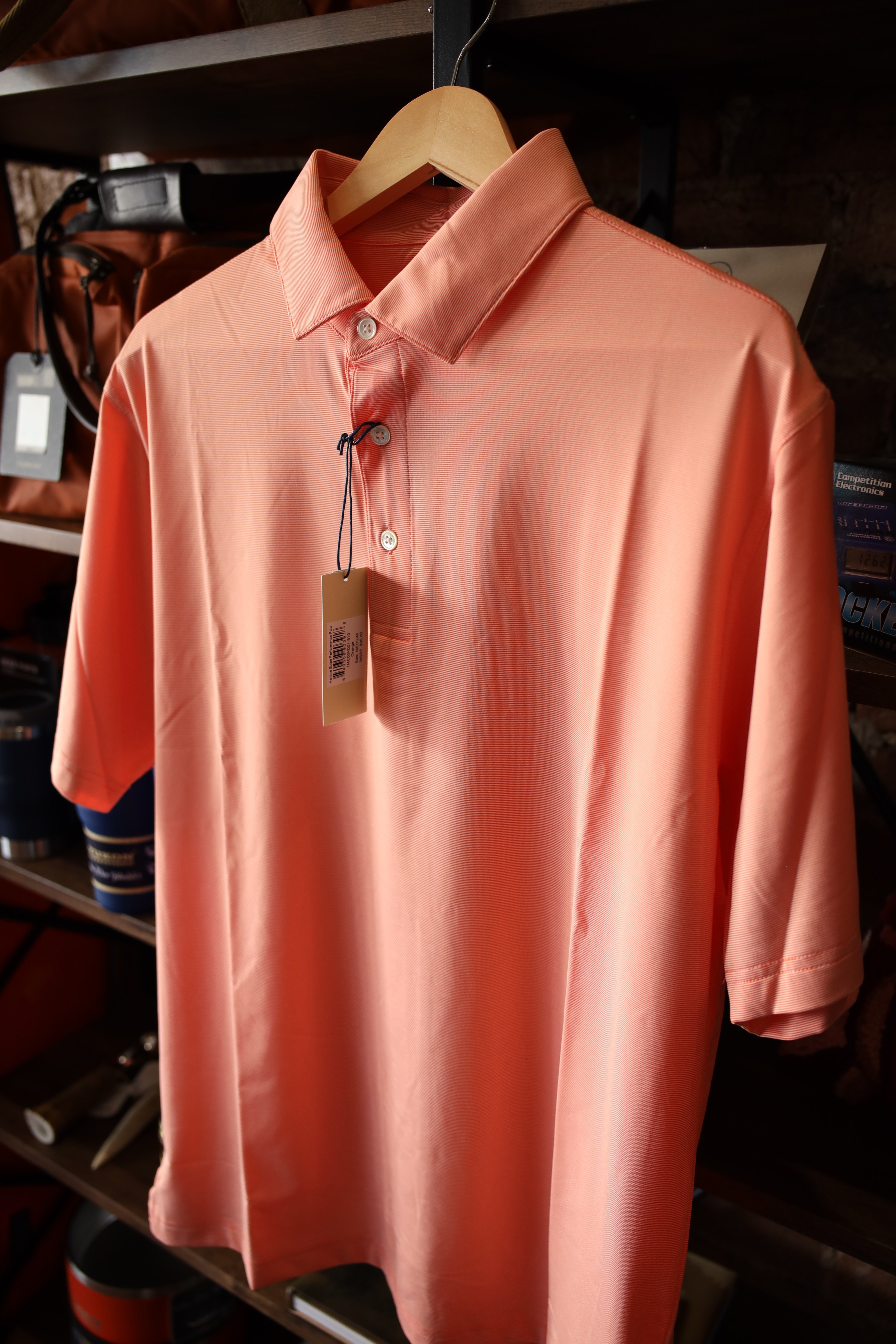 Onward Reserve - Hairline Stripe Performance Polo - Orange