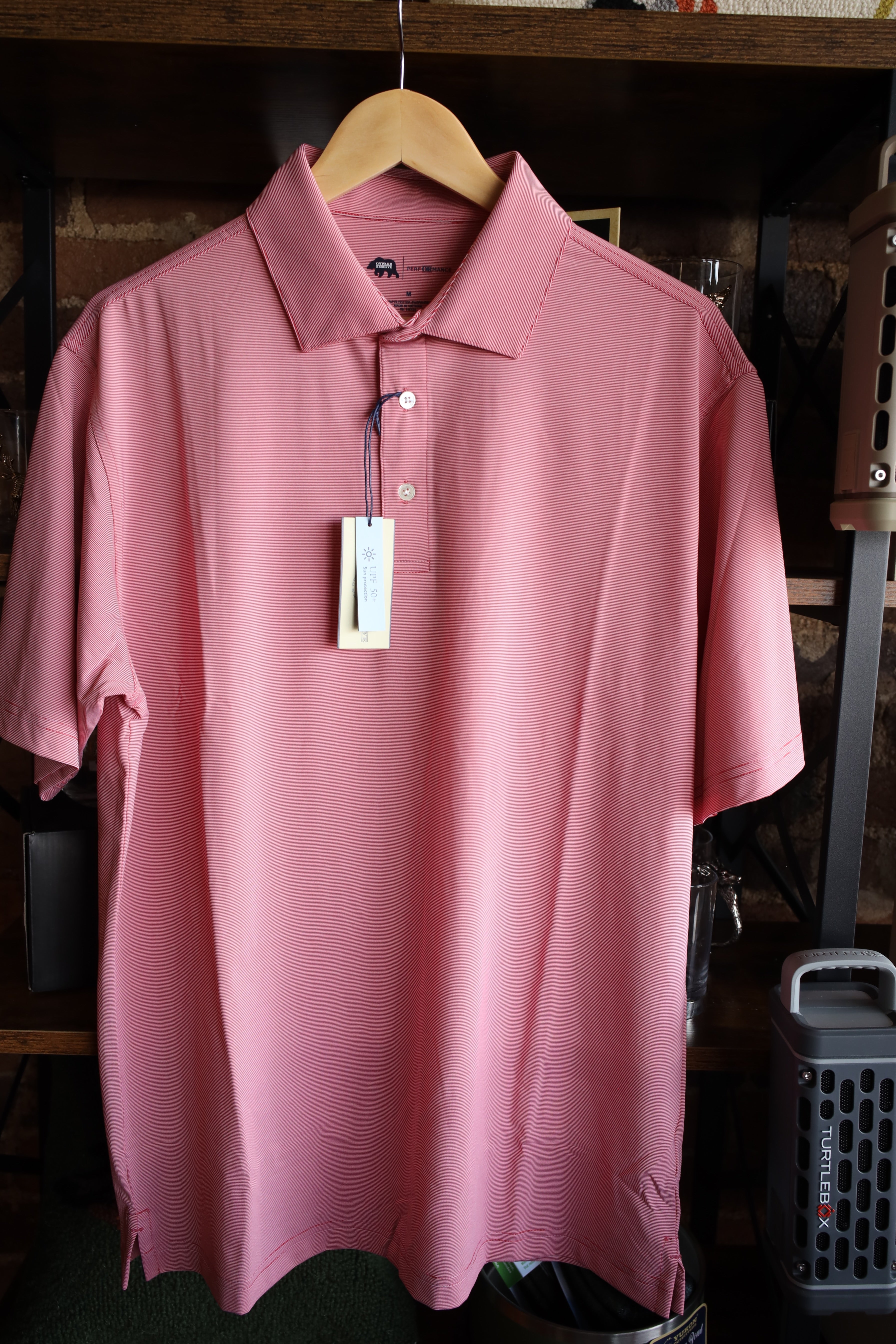 Onward Reserve - Hairline Stripe Performance Polo - Red